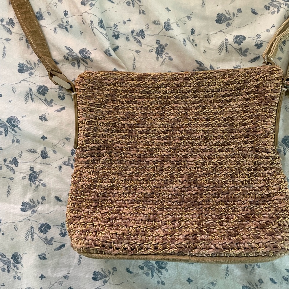 Vintage wicker style crossbody bag